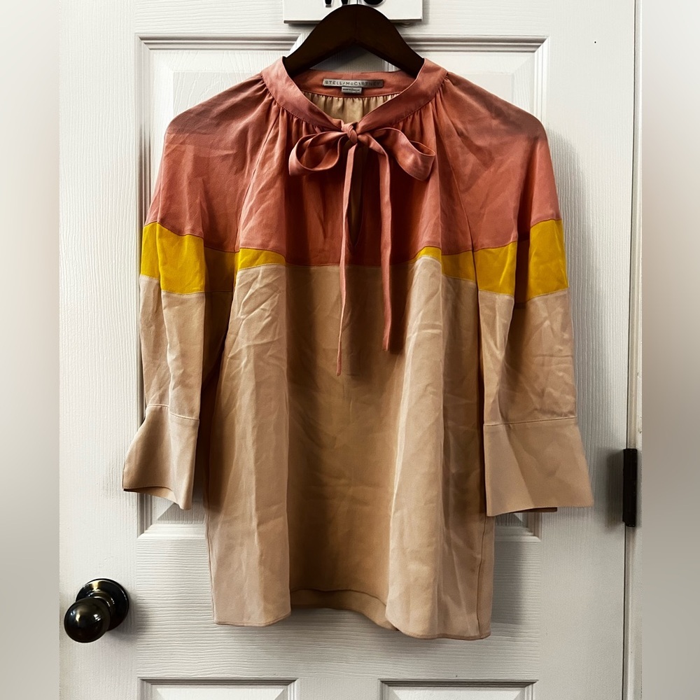 Stella McCartney Colorblock Blouse - Rose, Mustard, Beige